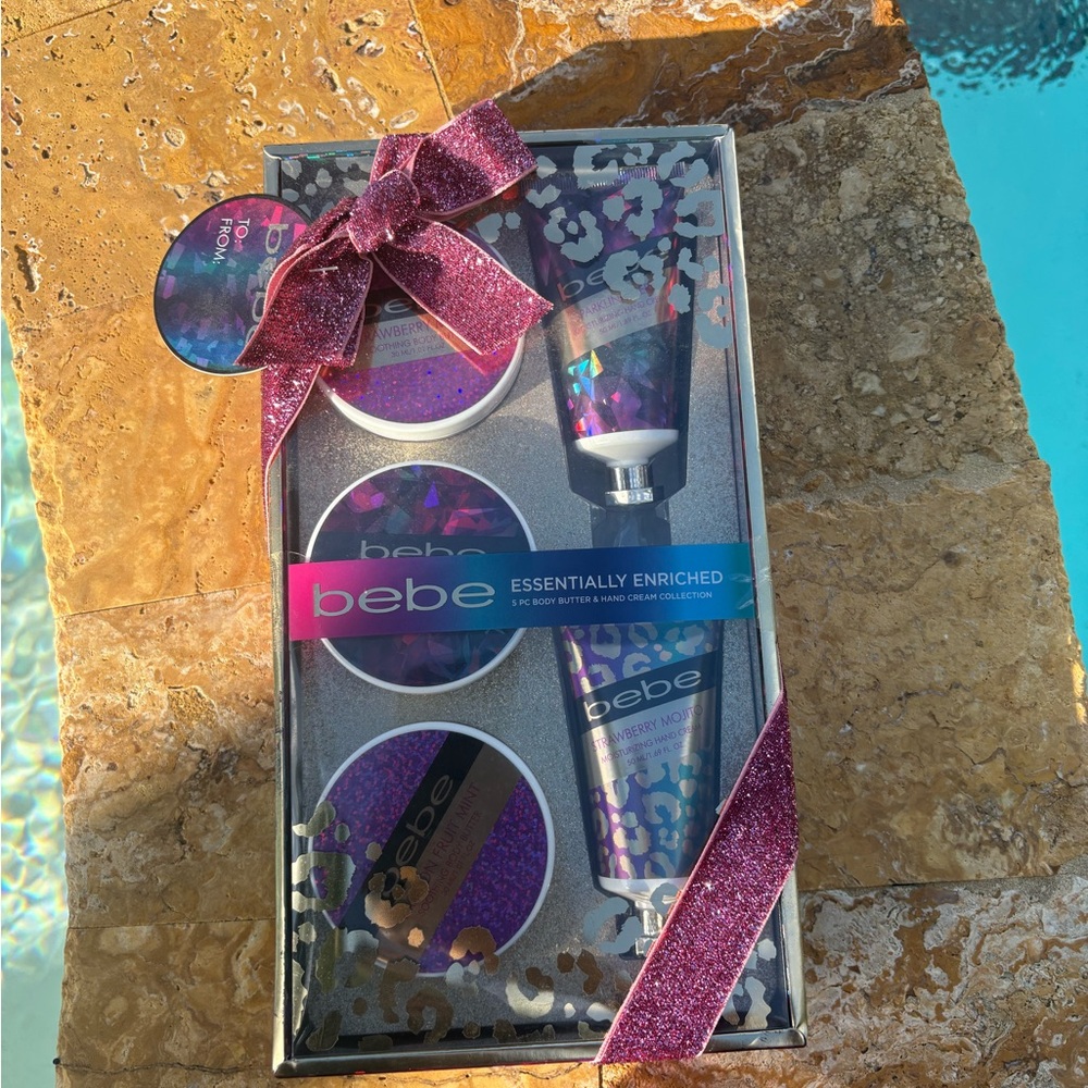 Bebe Essentially Enriched 5 Piece Gift Set Lotion Body Butter Hand Cream Holiday